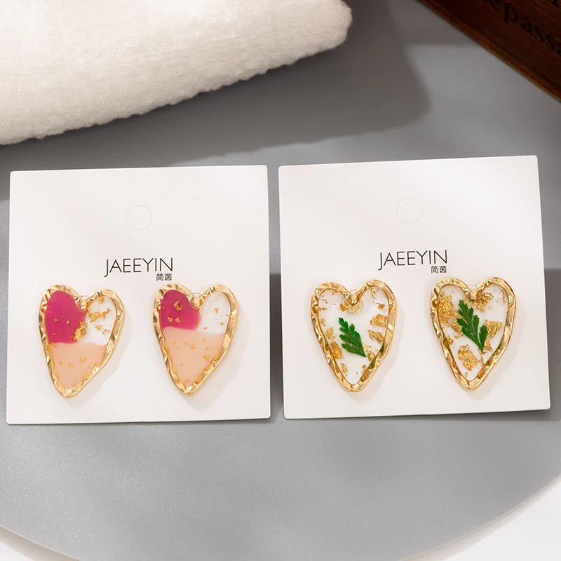Jaeeyin 2021 Handmade Irregular Heart Shape Fashion Pink Red Enamel Green Dry Flower Leaf Element Aesthetic Stud Earrings Exotic
Jaeeyin 2021 Handmade Irregular Heart Shape Fashion Pink Red Enamel Green Dry Flower Leaf Element Aesthetic Stud Earrings Exotic