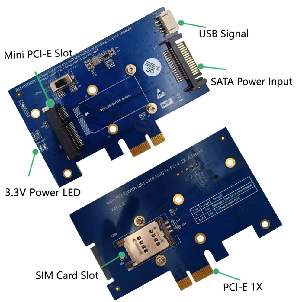 Mini PCI-E PCI Express to PCI-E 1x Adapter With SIM card Slot for WiFi and 3G/4G/LTE Card
Mini PCI-E PCI Express to PCI-E 1x Adapter With SIM card Slot for WiFi and 3G/4G/LTE Card