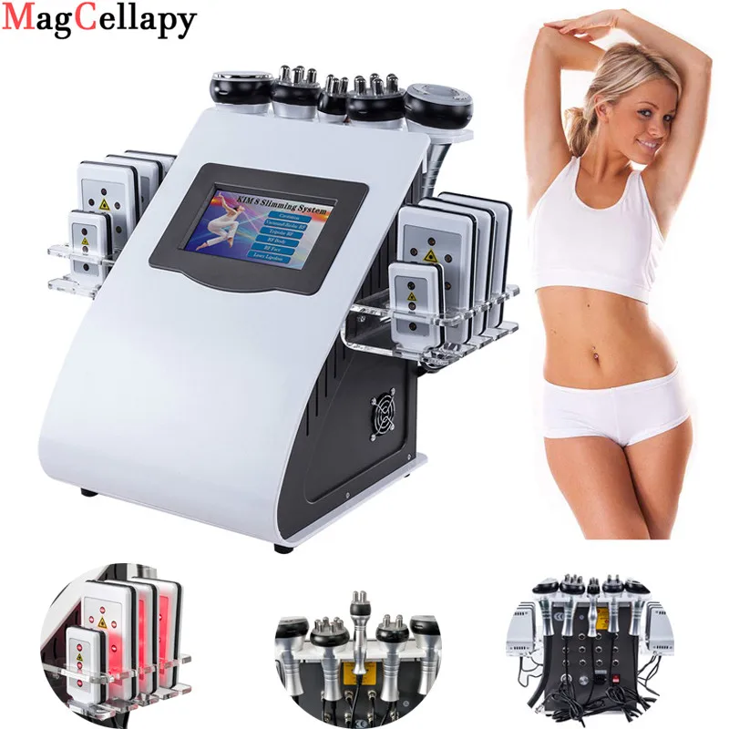 

6 in 1 40k Ultrasonic liposuction Cavitation 8 Pads LLLT Cavi Lipo Laser Slimming Machine Vacuum RF Skin Care Salon Spa Home Use