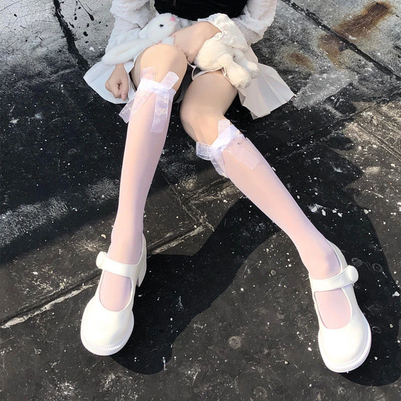 Ladies Summer White Ribbon Bowknot Stockings Calf Socks Girls Medium Tube Over the Knee Black Stockings
Ladies Summer White Ribbon Bowknot Stockings Calf Socks Girls Medium Tube Over the Knee Black Stockings