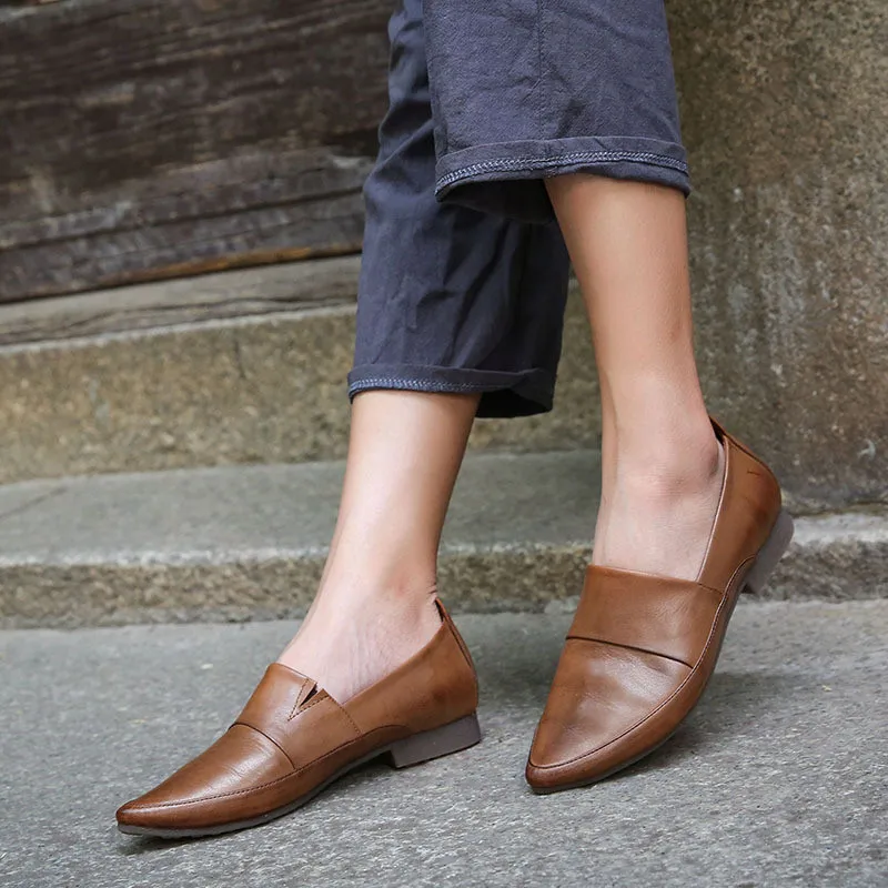 2020 Spring Vintage Pointed Toe Low-heeled Loafers Shoes Woman Retro Genuine Leather Simple Comfortable Soft Soles Women Ballet
2020 Spring Vintage Pointed Toe Low-heeled Loafers Shoes Woman Retro Genuine Leather Simple Comfortable Soft Soles Women Ballet