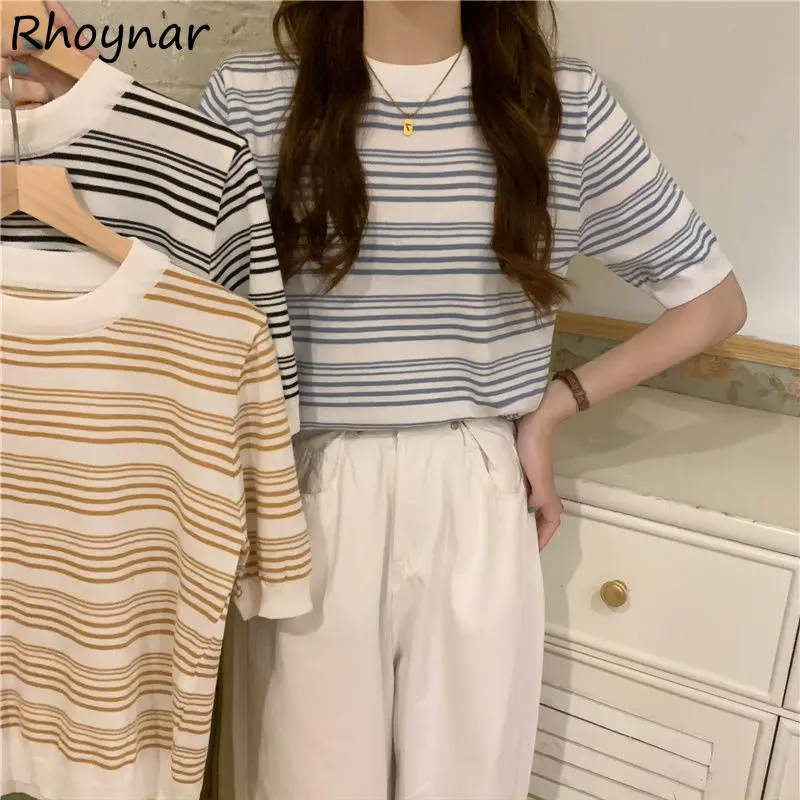 Футболка женская в полоску, трикотажный винтажный Свободный Топ с коротким рукавом, в стиле Ins, уютная темпераментная мягкая модная, на лето
Футболка женская в полоску, трикотажный винтажный Свободный Топ с коротким рукавом, в стиле Ins, уютная темпераментная мягкая модная, на лето