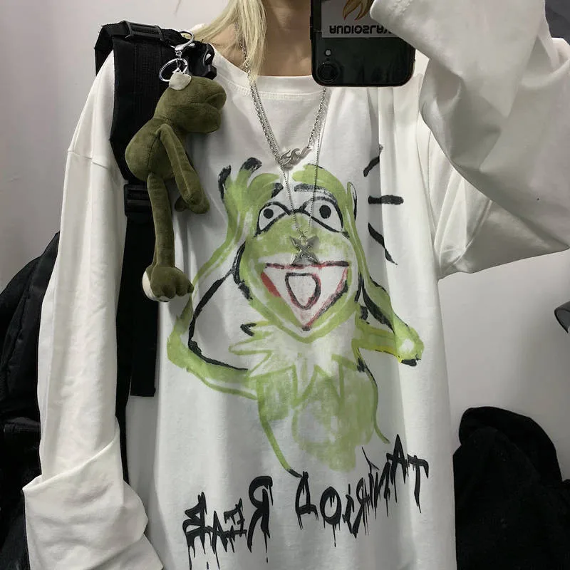 Autumn Harajuku Tshirts Hip Hop Frog Print white T Shirt Casual Long Sleeve O-neck T-Shirt women/men clothing tops tee Female
Autumn Harajuku Tshirts Hip Hop Frog Print white T Shirt Casual Long Sleeve O-neck T-Shirt women/men clothing tops tee Female