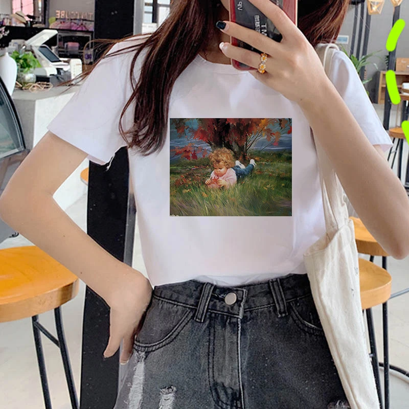 Art Oil Painting T shirt Women Summer Fashion Harajuku Aesthetic Printed Short Sleeve O-Neck Tee shirt Female Top
Art Oil Painting T shirt Women Summer Fashion Harajuku Aesthetic Printed Short Sleeve O-Neck Tee shirt Female Top