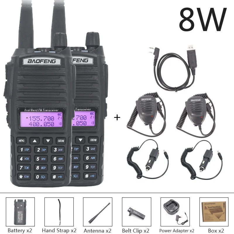 

Baofeng UV 82 Walkie Talkie 2PCS 10 KM 8W UV-82 Walkie-talkies Two-way Ham Radio Station VHF UHF Dual PTT Powerful UV 5R UV 9R