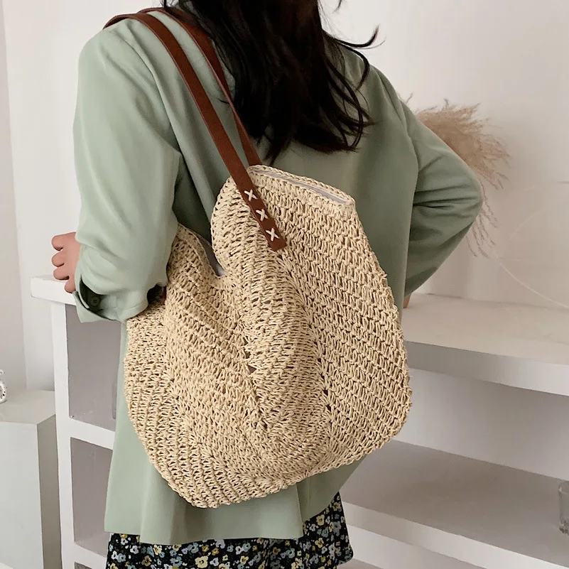 European and American Women's Straw Woven Tote Bag 2021 New Casual Large-capacity One-shoulder Beach Bag Summer New Female Bag
European and American Women's Straw Woven Tote Bag 2021 New Casual Large-capacity One-shoulder Beach Bag Summer New Female Bag