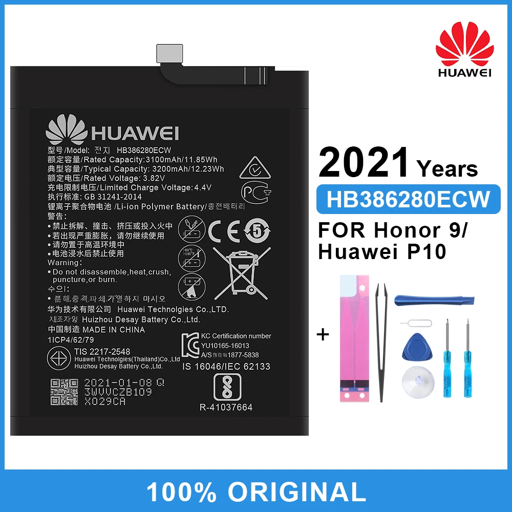 Аккумулятор HB386280ECW для Huawei Ascend P10 Honor 9 мощностью 100% мАч сменная батарея 3200