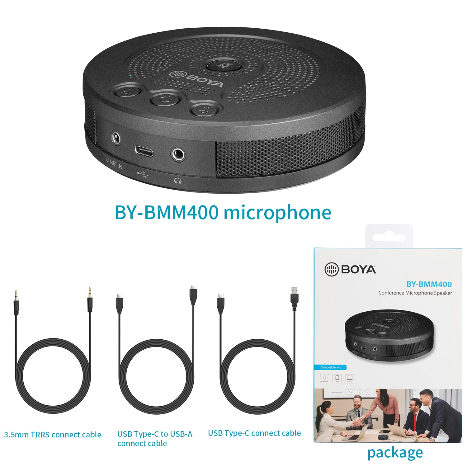BOYA USB Condenser Desktop Conference Computer Microphone with 180 Degree / 20' Pickup Range for iPhone Android computer
BOYA USB Condenser Desktop Conference Computer Microphone with 180 Degree / 20' Pickup Range for iPhone Android computer