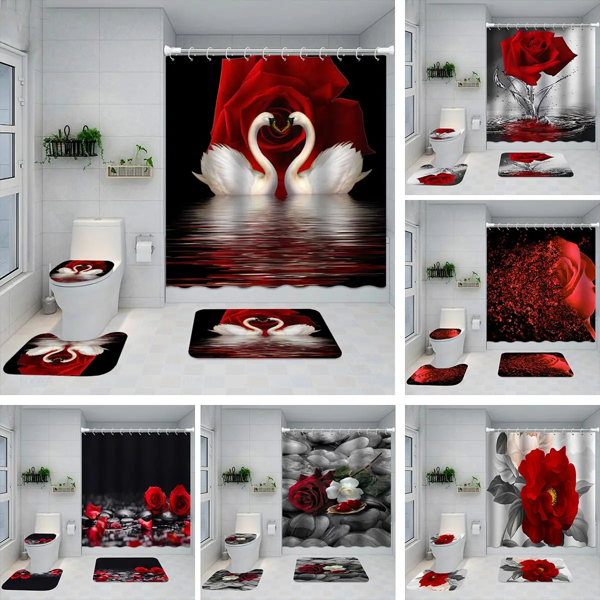 Marble Printed Bathroom Shower Curtain Waterproof Bath Curtain Set Toilet Cover Mat Non-Slip Bathroom Rug Set With 12 Hooks
Marble Printed Bathroom Shower Curtain Waterproof Bath Curtain Set Toilet Cover Mat Non-Slip Bathroom Rug Set With 12 Hooks
