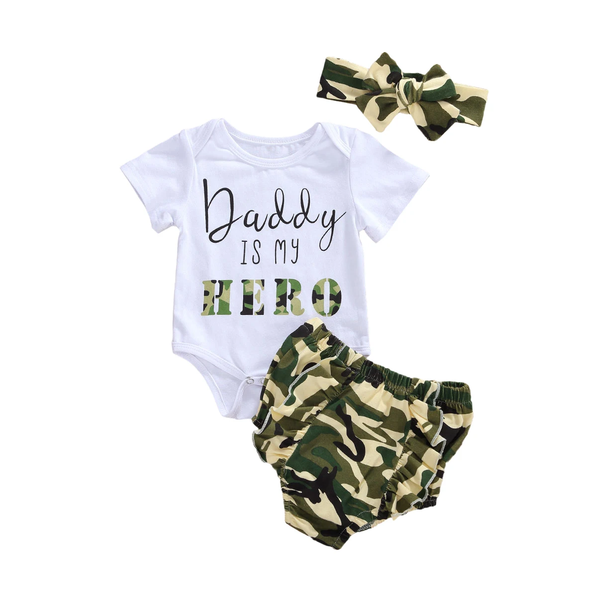 Pudcoco Newborn Baby Girl Clothes Set Short Sleeve Letter Print Bodysuit Top Camo Shorts Pants + Headbands Kids Summer Outfits
Pudcoco Newborn Baby Girl Clothes Set Short Sleeve Letter Print Bodysuit Top Camo Shorts Pants + Headbands Kids Summer Outfits