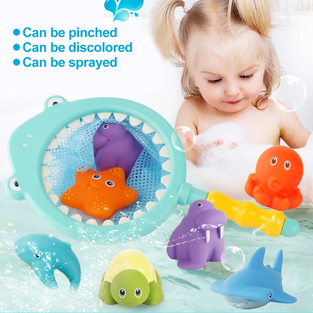 7-Piece Set With Fishing Net Baby Shower Toy Floating Animal Water Toy Baby Bathroom Swimming Pool Water Spray Toy Set
7-Piece Set With Fishing Net Baby Shower Toy Floating Animal Water Toy Baby Bathroom Swimming Pool Water Spray Toy Set