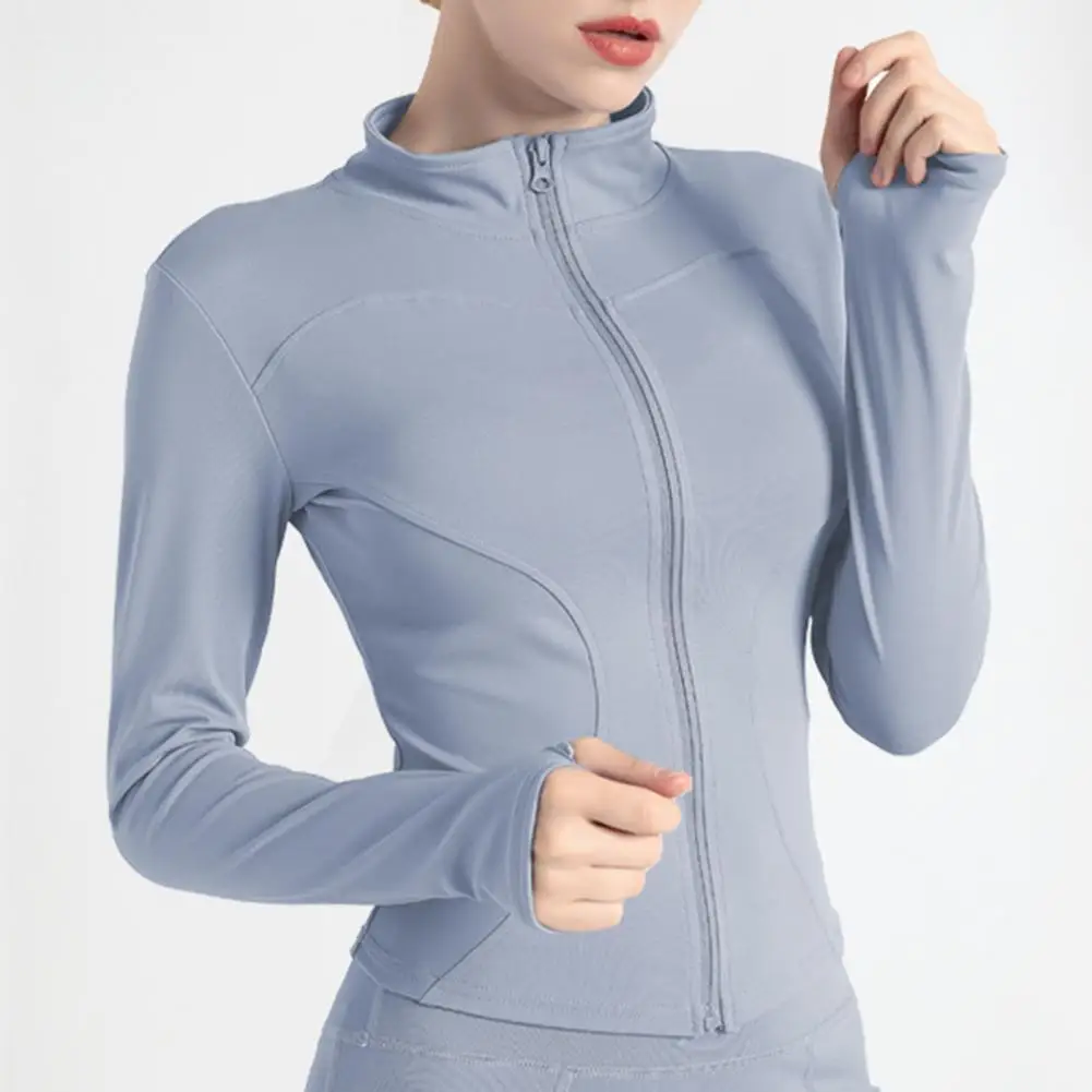 Women Stand Collar Long Sleeve Quick Dry Zipper Running Yoga Slim Coat Jacket
Women Stand Collar Long Sleeve Quick Dry Zipper Running Yoga Slim Coat Jacket