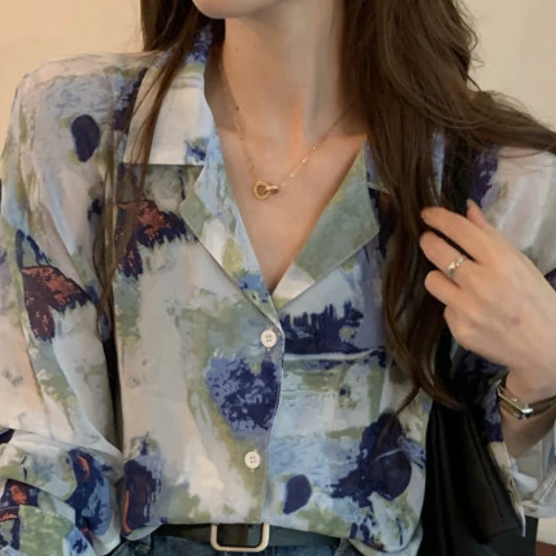 Shirt Women Spring Vintage Printed Loose Elegant Long Sleeve Shirt Female Turn-down Collar Fashion Ulzzang Breathable All-match
Shirt Women Spring Vintage Printed Loose Elegant Long Sleeve Shirt Female Turn-down Collar Fashion Ulzzang Breathable All-match