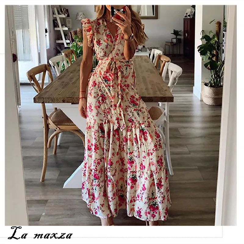 Сексуальное Повседневное Платье макси с принтом для женщин, лето 2020, элегантное облегающее платье с v-образным вырезом и оборками для женщин
Сексуальное Повседневное Платье макси с принтом для женщин, лето 2020, элегантное облегающее платье с v-образным вырезом и оборками для женщин