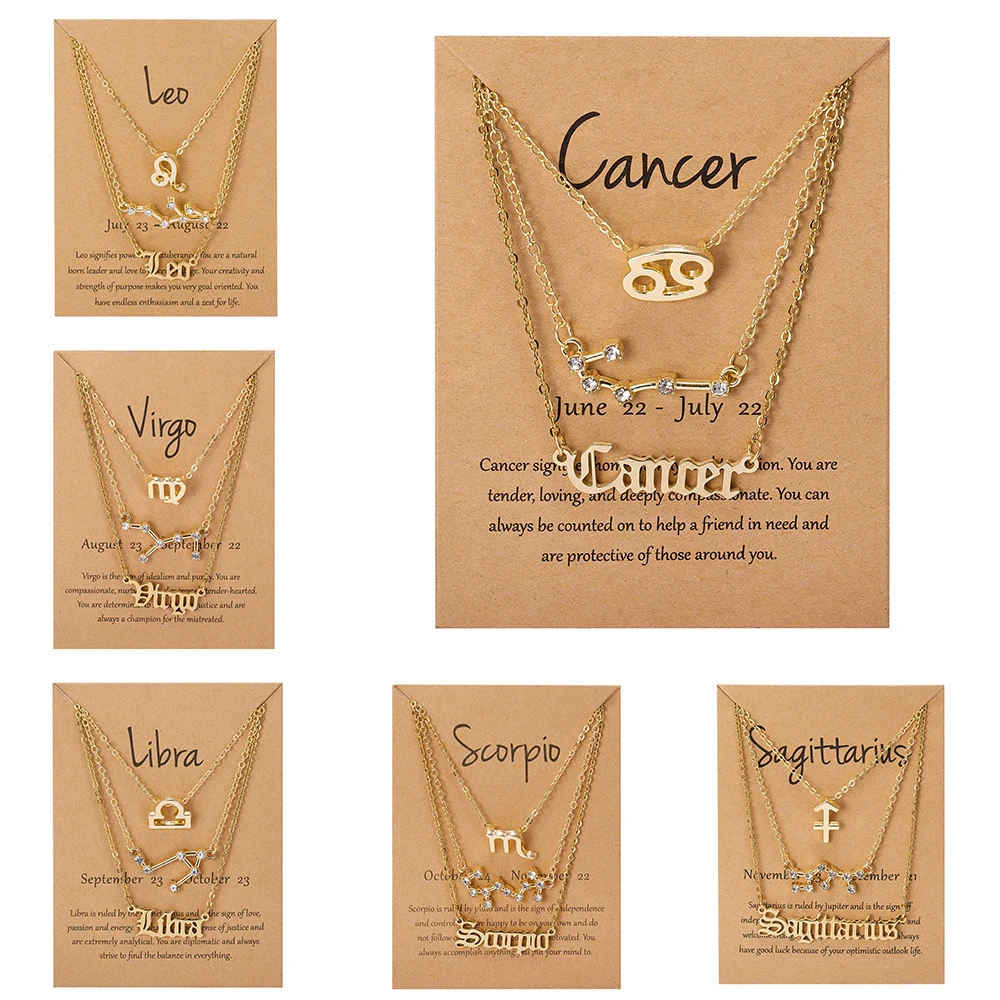 3Pcs/Set Cardboard Star Zodiac Sign Pendant 12 Constellation Charm Gold Necklace Aries Cancer Leo Scorpio Necklace Jewelry Gifts
3Pcs/Set Cardboard Star Zodiac Sign Pendant 12 Constellation Charm Gold Necklace Aries Cancer Leo Scorpio Necklace Jewelry Gifts