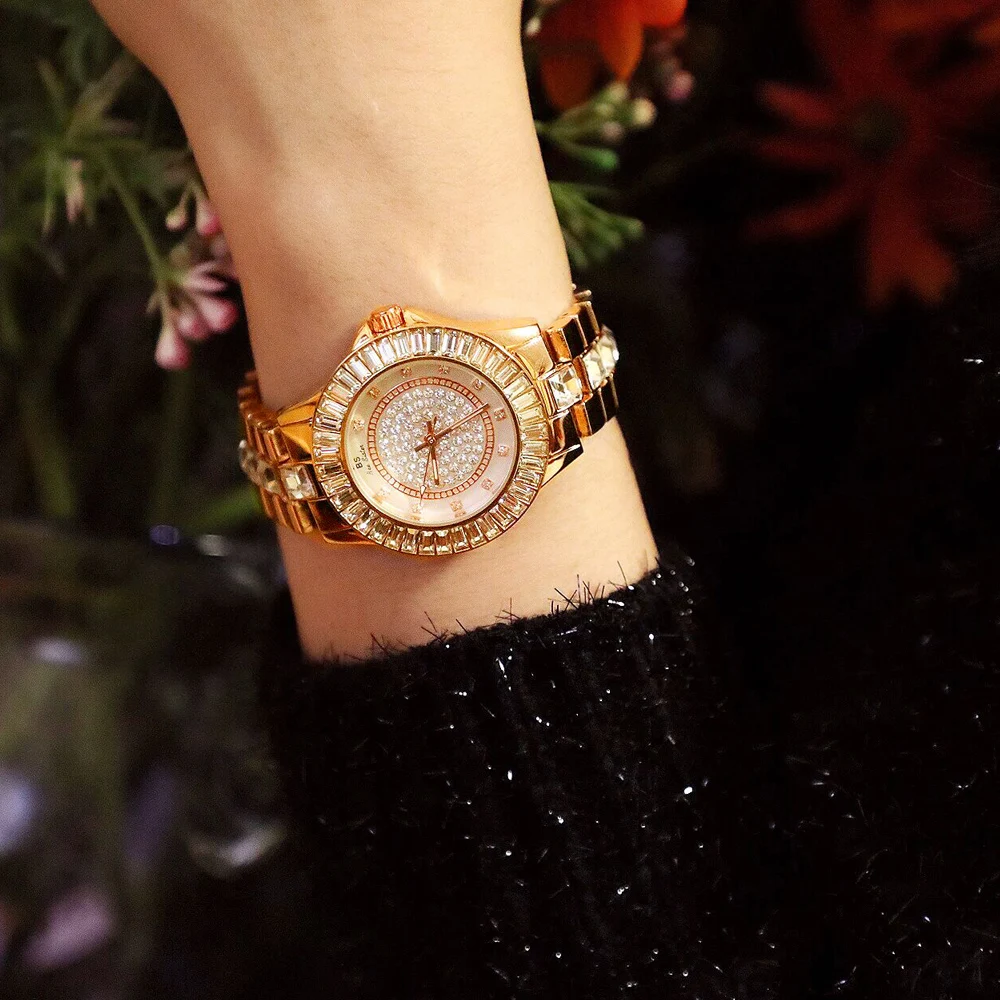 Женские часы Bee ister с циферблатом Hardlex на ремешке Роскошные 2018 женские золотые