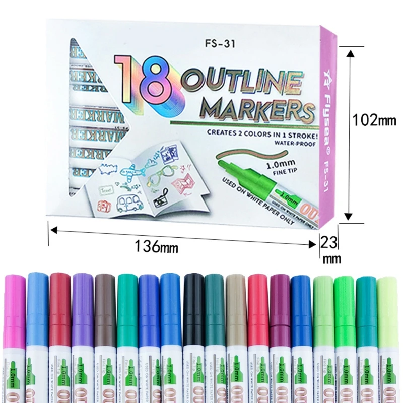 18 Colors Epoxy Resin Magic Shimmer Paint Drawing Pen Double Line Outline Marker Highlights Metallic Permanent Markers
18 Colors Epoxy Resin Magic Shimmer Paint Drawing Pen Double Line Outline Marker Highlights Metallic Permanent Markers