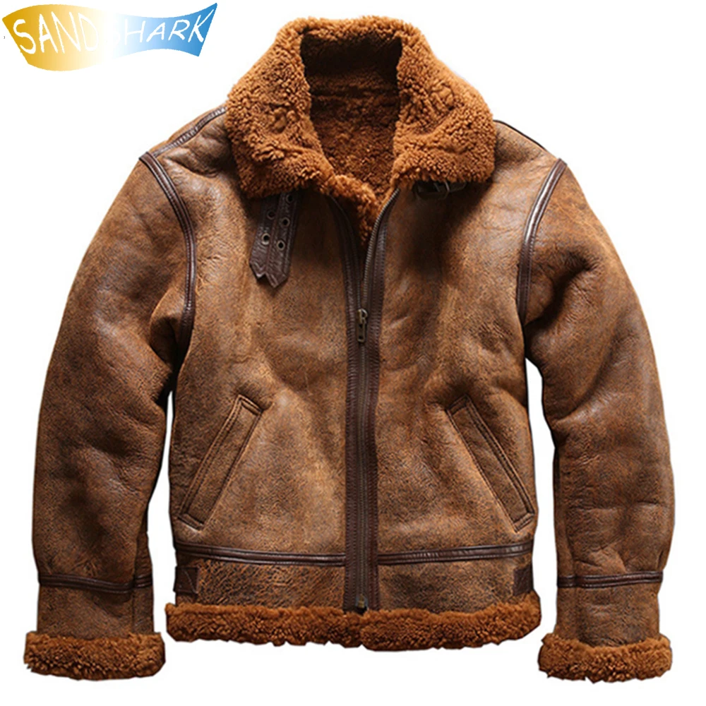 European Size Super Warm Genuine Sheep Leather Jacket For Men 2021 Shearling Bomber Military Pilot Fur Coat Male Winter Overcoat
European Size Super Warm Genuine Sheep Leather Jacket For Men 2021 Shearling Bomber Military Pilot Fur Coat Male Winter Overcoat