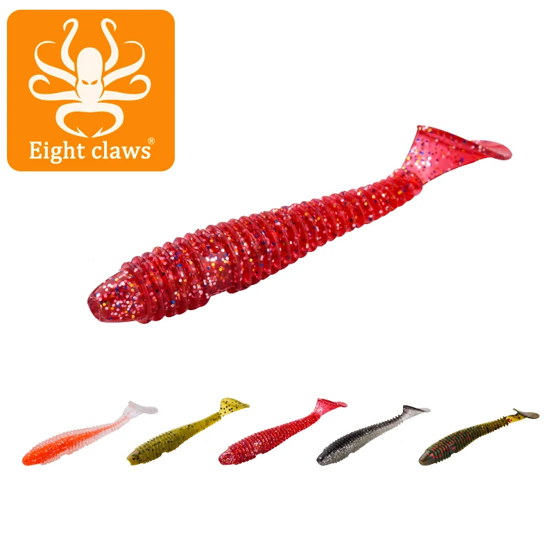 

EIGHT CLAWS 3g 8cm 8 PCS/ Lot 5 Color Worms Soft Baits Jigging Wobblers Fishing Lures Artificial Swimbaits For Bass Carp Tackle