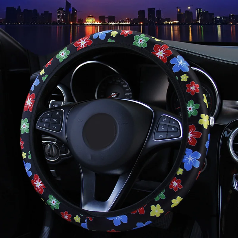Car Steering Wheel Cover Anti-Slip Protector Cover Car Cute Flower Printed Colorful Cover Universal Car Interior Accessories
Car Steering Wheel Cover Anti-Slip Protector Cover Car Cute Flower Printed Colorful Cover Universal Car Interior Accessories
