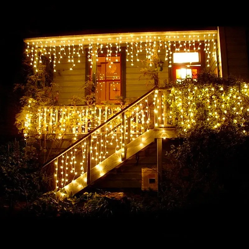 

Рождественская гирлянда, светодиодная гирлянда-занавеска, гирлянда-занавеска, 5 м, свисающая на 0,4-0,6 м, уличное украшение для вечеринки, сада...