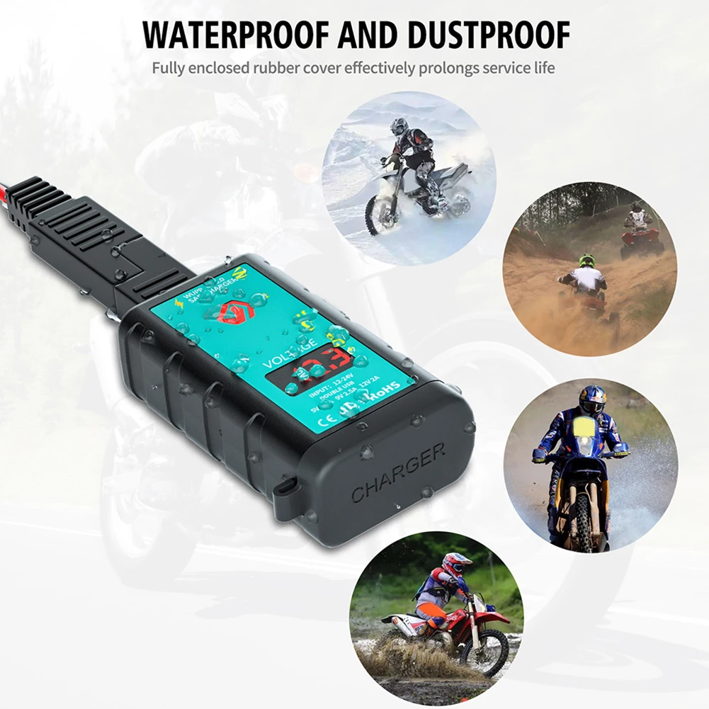 ZH-1422A3 Fast Charging Dual Port Motorcycle Charger Waterproof SAE to USB Type-C Adapter Voltmeter ON/Off Switch for Socket
ZH-1422A3 Fast Charging Dual Port Motorcycle Charger Waterproof SAE to USB Type-C Adapter Voltmeter ON/Off Switch for Socket