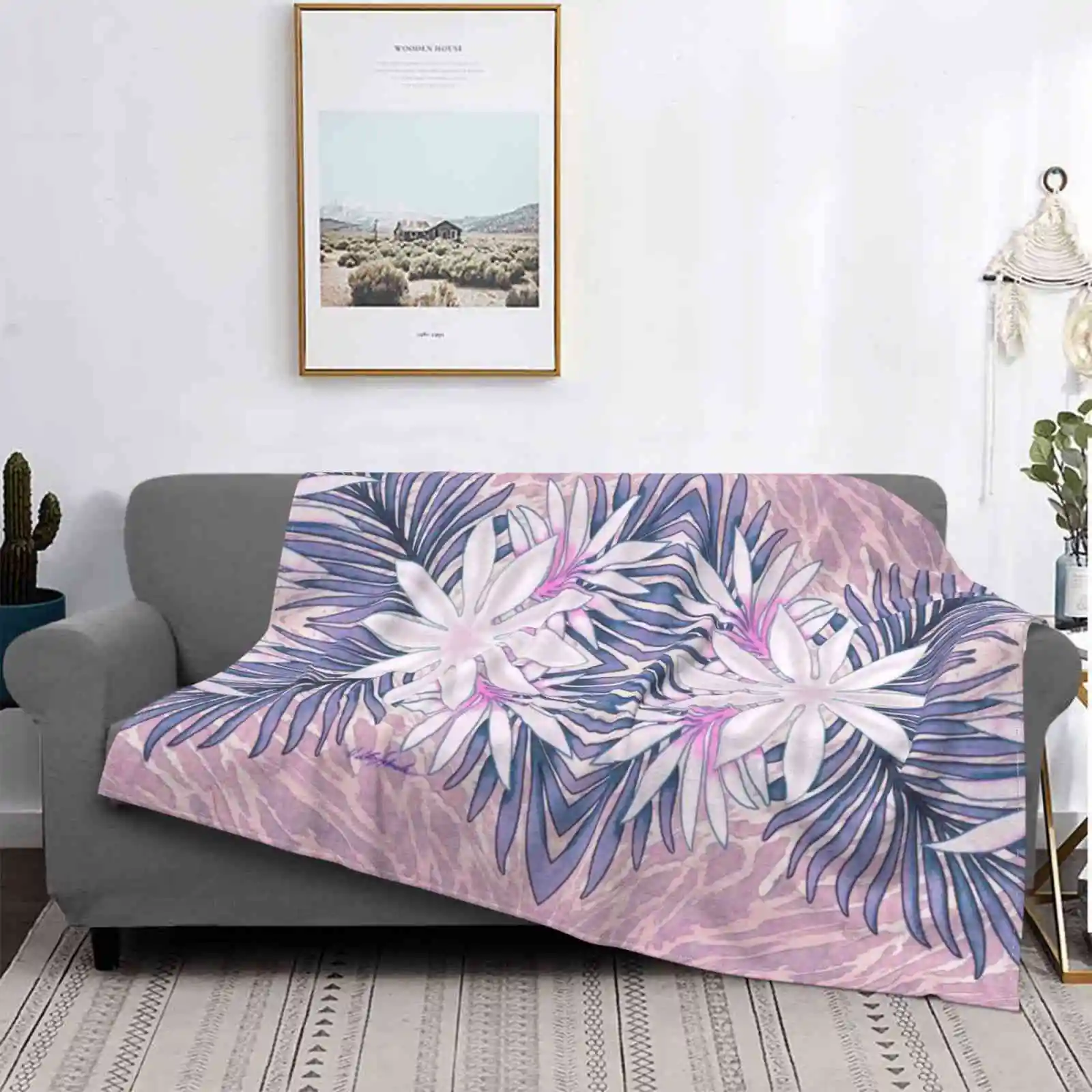 

Tranquility Shaggy Throw Soft Blanket Sofa/Bed/Travel Love Gifts Tropical Tropic Animal Skin Jungle Hawaiian Flowers Palm