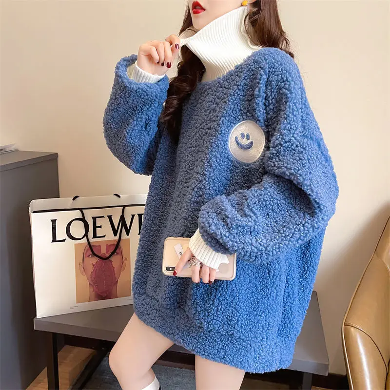 Womens Sweatshirt Thick Korean Turtleneck Pink Pullover Loose Autumn Winter Plush Padded Lamb Wool Top Female Hoodie Sudaderas
Womens Sweatshirt Thick Korean Turtleneck Pink Pullover Loose Autumn Winter Plush Padded Lamb Wool Top Female Hoodie Sudaderas