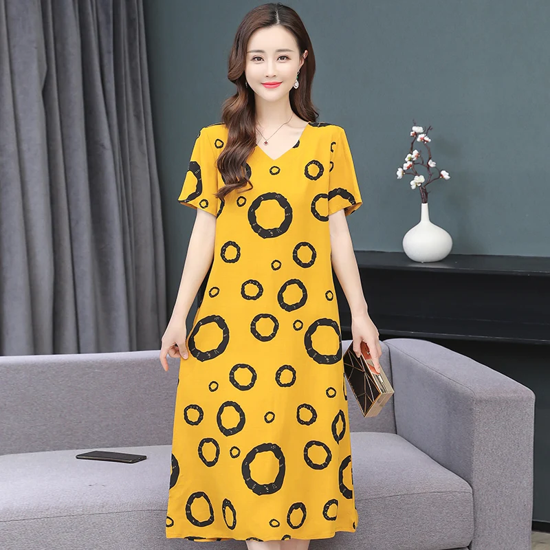 2021 Sundress Plus Size 5XL Beach Dresses Vestido Summer Print Loose Casual Mid Long Dress Short Sleeve Women
2021 Sundress Plus Size 5XL Beach Dresses Vestido Summer Print Loose Casual Mid Long Dress Short Sleeve Women