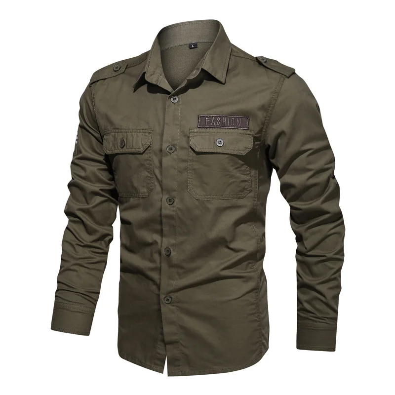Military Shirt Men Long Sleeve 100% Cotton Army Green Mens Shirts Spring Autumn High Quality Camiseta Male Clothing
Military Shirt Men Long Sleeve 100% Cotton Army Green Mens Shirts Spring Autumn High Quality Camiseta Male Clothing