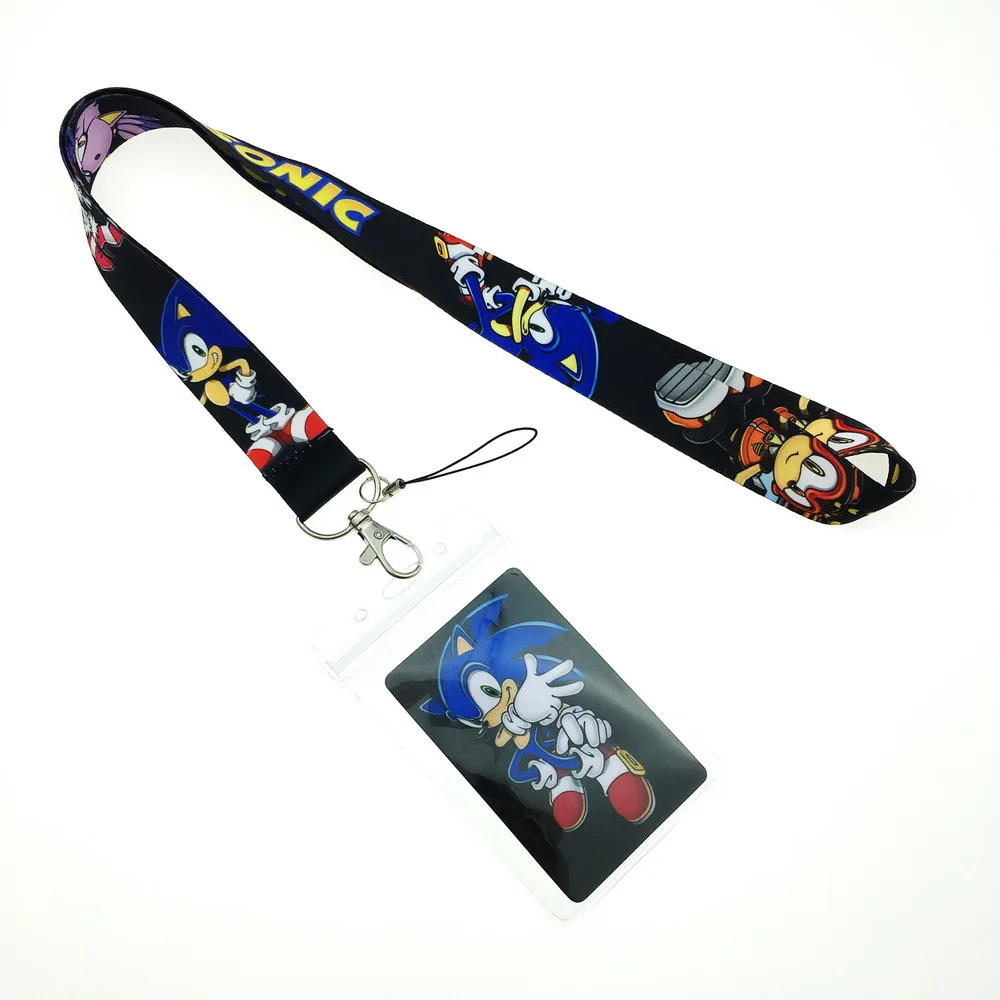Классическая игра Sonic Lanyard ID держатель для карт и набор наклеек милый подарок