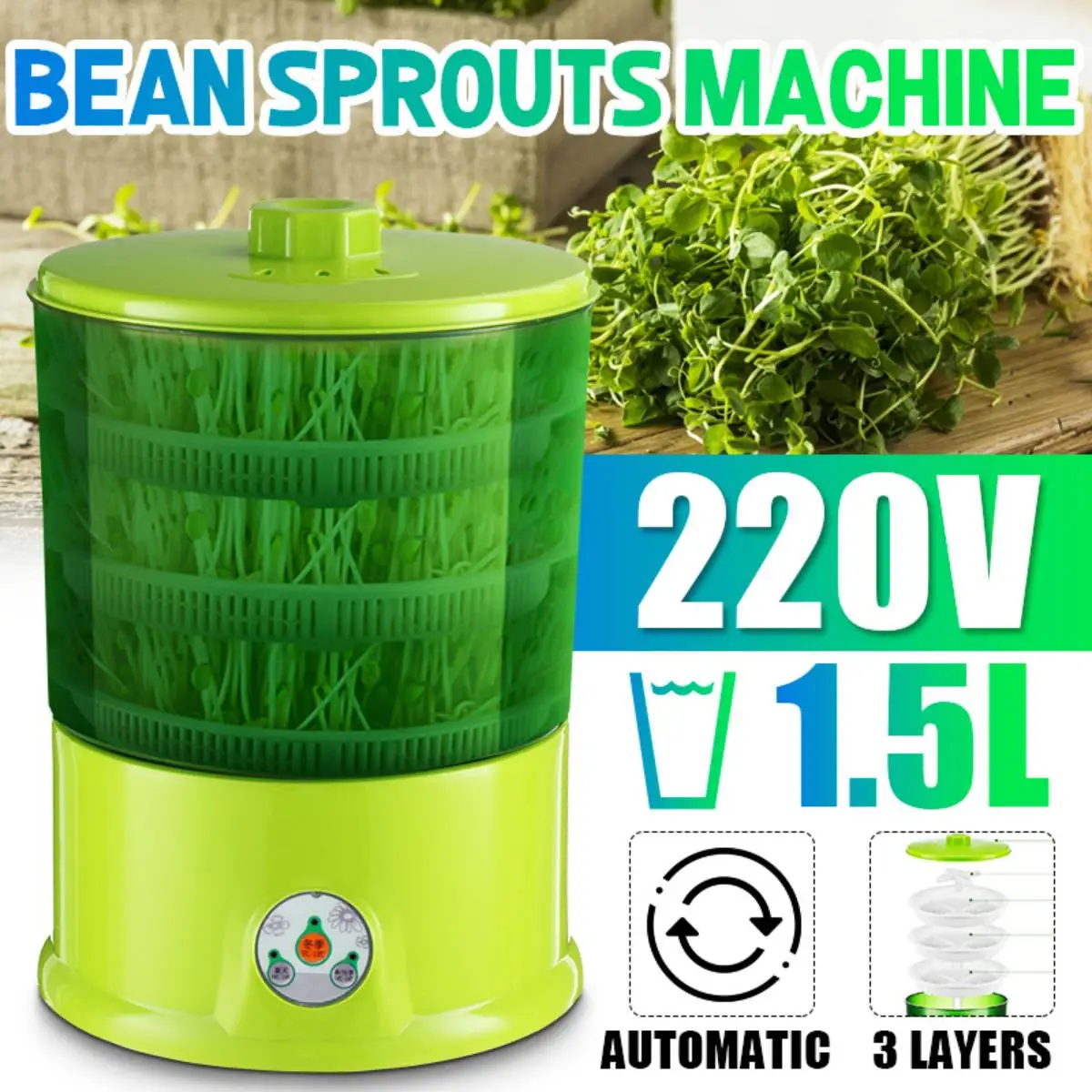 220V 3Layers intelligent Seed Germination Machine DIY Automatic Bean Sprout Household Machine Multifunctional Bean Sprout Grower
220V 3Layers intelligent Seed Germination Machine DIY Automatic Bean Sprout Household Machine Multifunctional Bean Sprout Grower