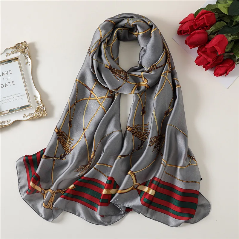 Women Silk Scarf Chiffon Hijab Mousseline Designer Scarves Foulard Femme Head Small 39pc | Аксессуары для одежды