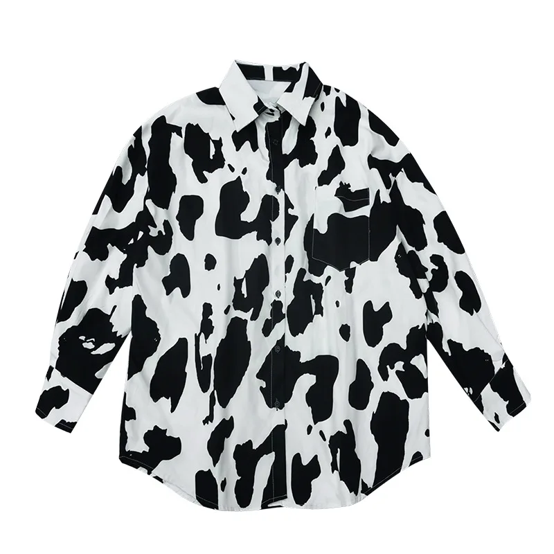 QING MO Women Cows Printed Blouse 2021 Autumn Women Casual Loose Blouse Female Lapel Single Breasted Blouse ZQY5114
QING MO Women Cows Printed Blouse 2021 Autumn Women Casual Loose Blouse Female Lapel Single Breasted Blouse ZQY5114