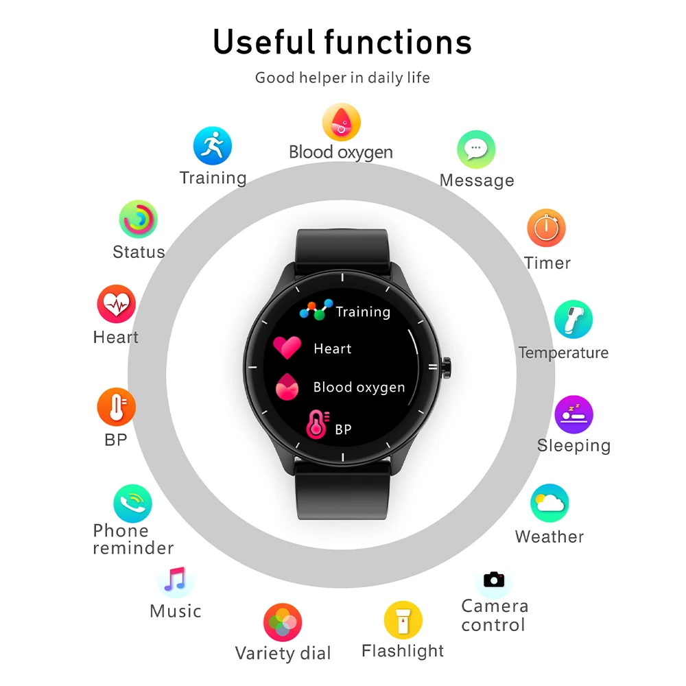 Smart Watch Body Temperature Monitoring Heart Rate Blood Pressure Waterproof Bluetooth Fitness Tracker Bracelet for Android IOS
Smart Watch Body Temperature Monitoring Heart Rate Blood Pressure Waterproof Bluetooth Fitness Tracker Bracelet for Android IOS