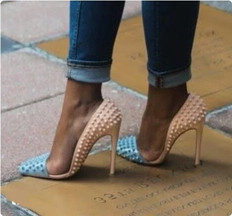 Mixed Color Rivets High Heels Shallow Pumps Ladies Pointed Toe Cut-outs Banquet Shoes Woman Slip-on Studded Stiletto High Heels
Mixed Color Rivets High Heels Shallow Pumps Ladies Pointed Toe Cut-outs Banquet Shoes Woman Slip-on Studded Stiletto High Heels