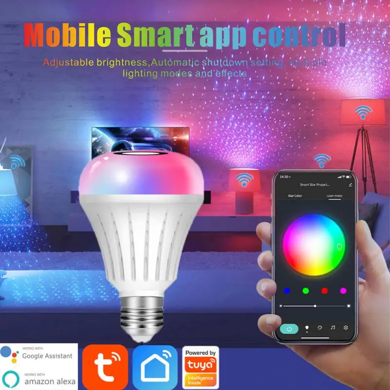 WIFI Starry Sky Projection Smart Bulb RGB Brightness Adjustment Night Light Remote Control Lamp Works With Alexa Google Home New
WIFI Starry Sky Projection Smart Bulb RGB Brightness Adjustment Night Light Remote Control Lamp Works With Alexa Google Home New