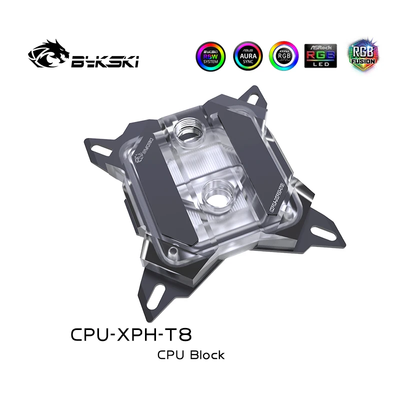 

Bykski CPU-XPH-T8 CPU cooler water cooling processor water block for Intel I7 Lga115x/2011/2066 RGB/RBW Lighting