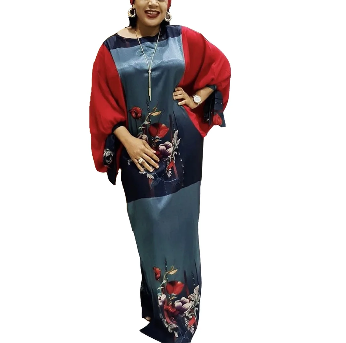 2020 new African large women's robe round neck bat sleeve print dress cross border Amazon
2020 new African large women's robe round neck bat sleeve print dress cross border Amazon