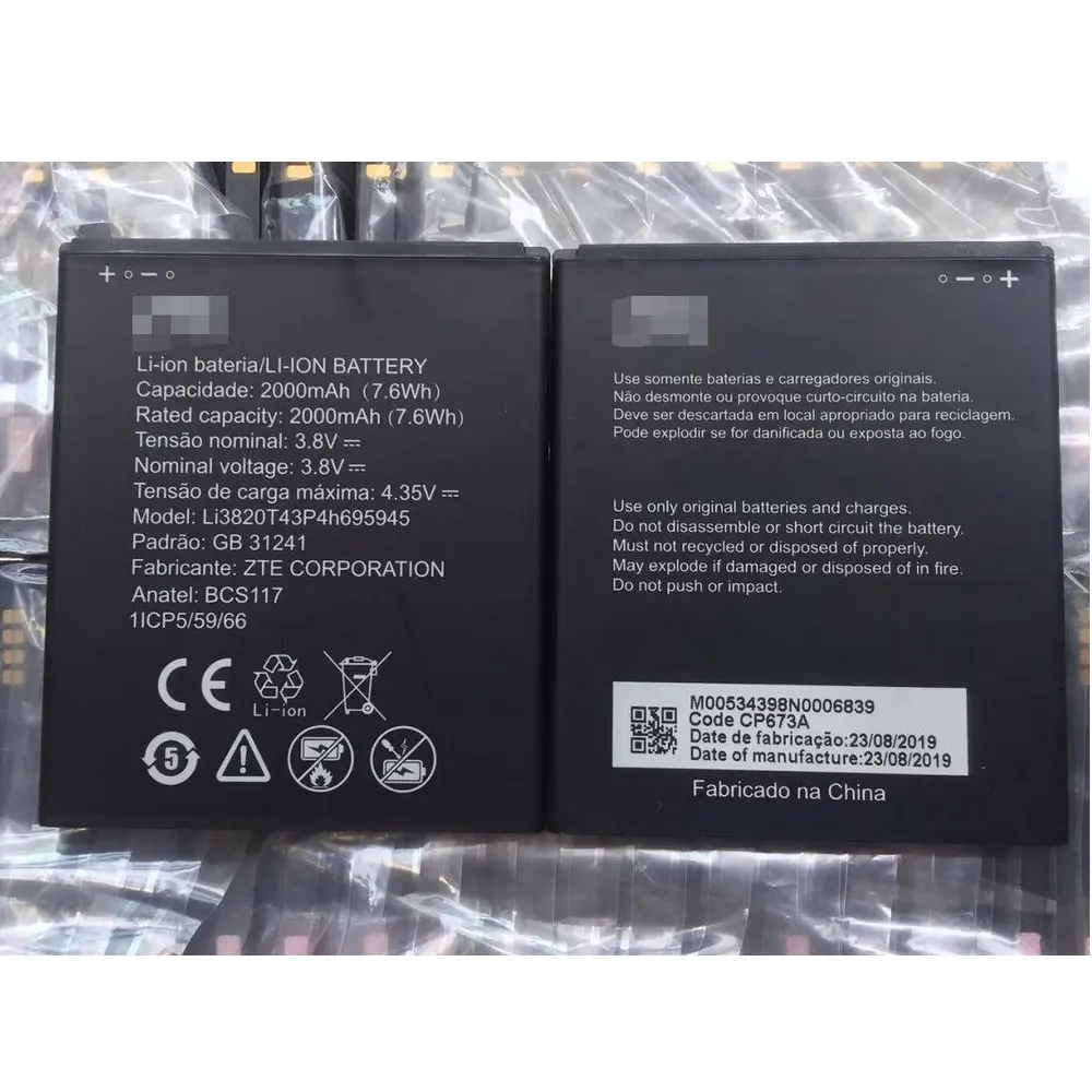 

li3820t43p4h695945 battery 2050mah for ZTE BLADE L8 Cellphone batteries+Number tracking