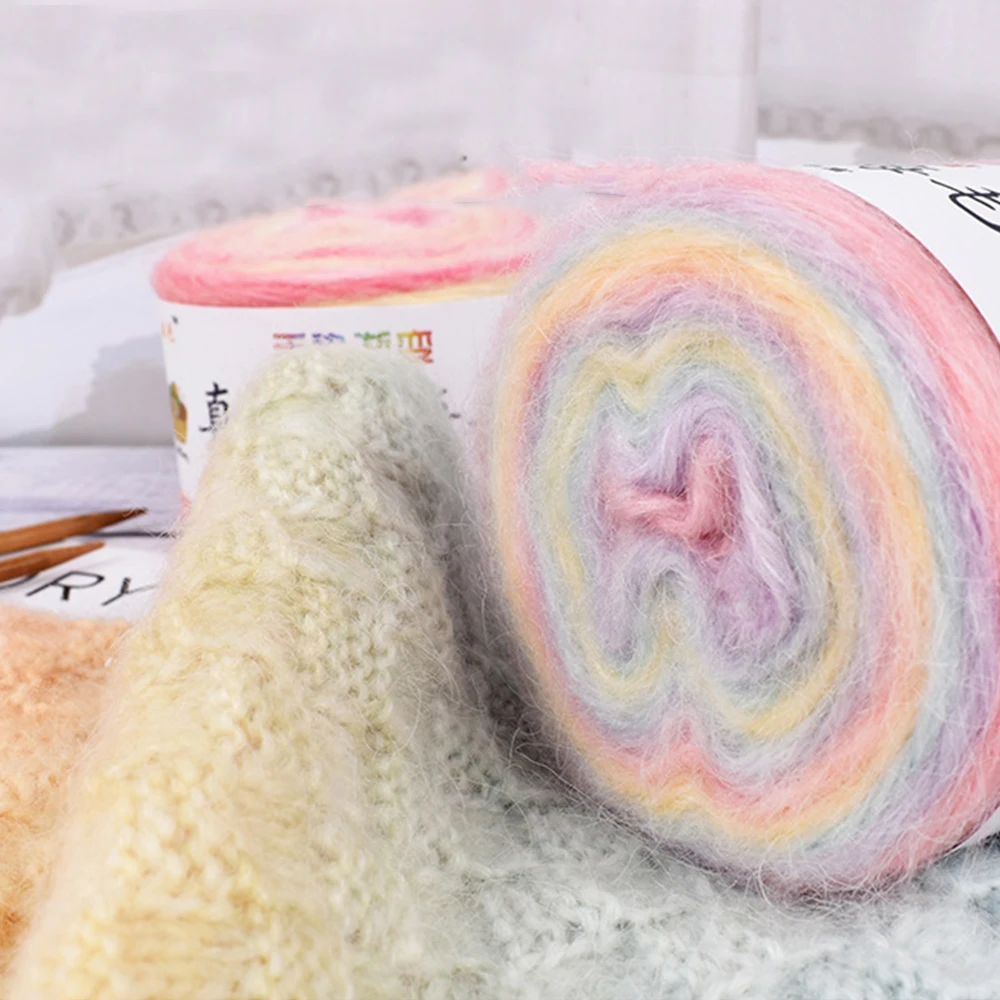 100g Rainbow gradient mohair yarn blend yarn winter crochet yarn clothes skirt lace line DIY hand-woven Soft yarn
100g Rainbow gradient mohair yarn blend yarn winter crochet yarn clothes skirt lace line DIY hand-woven Soft yarn