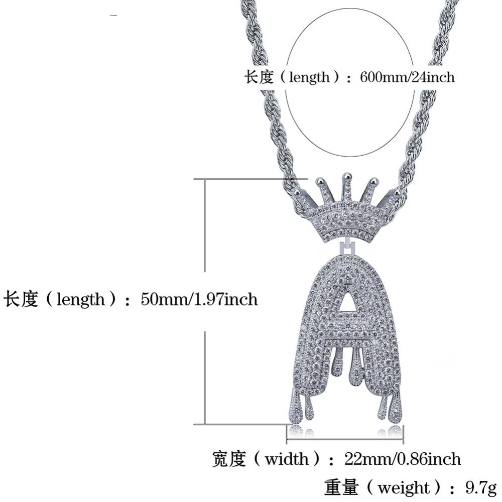1 Fashion A-Z Name Crown Drip Letters Necklaces Pendant Chain For Men Women Gold Bijoux Color Cubic Zircon Hip Hop Jewelry Gift
1 Fashion A-Z Name Crown Drip Letters Necklaces Pendant Chain For Men Women Gold Bijoux Color Cubic Zircon Hip Hop Jewelry Gift