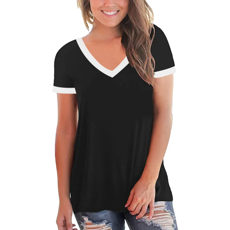 Womens Clothing T-shirt Women Sexy Fashion Tops V-neck Hedging Color Matching Girl Coat Tshirts Shirts Aesthetic Clothes COTTON
Womens Clothing T-shirt Women Sexy Fashion Tops V-neck Hedging Color Matching Girl Coat Tshirts Shirts Aesthetic Clothes COTTON