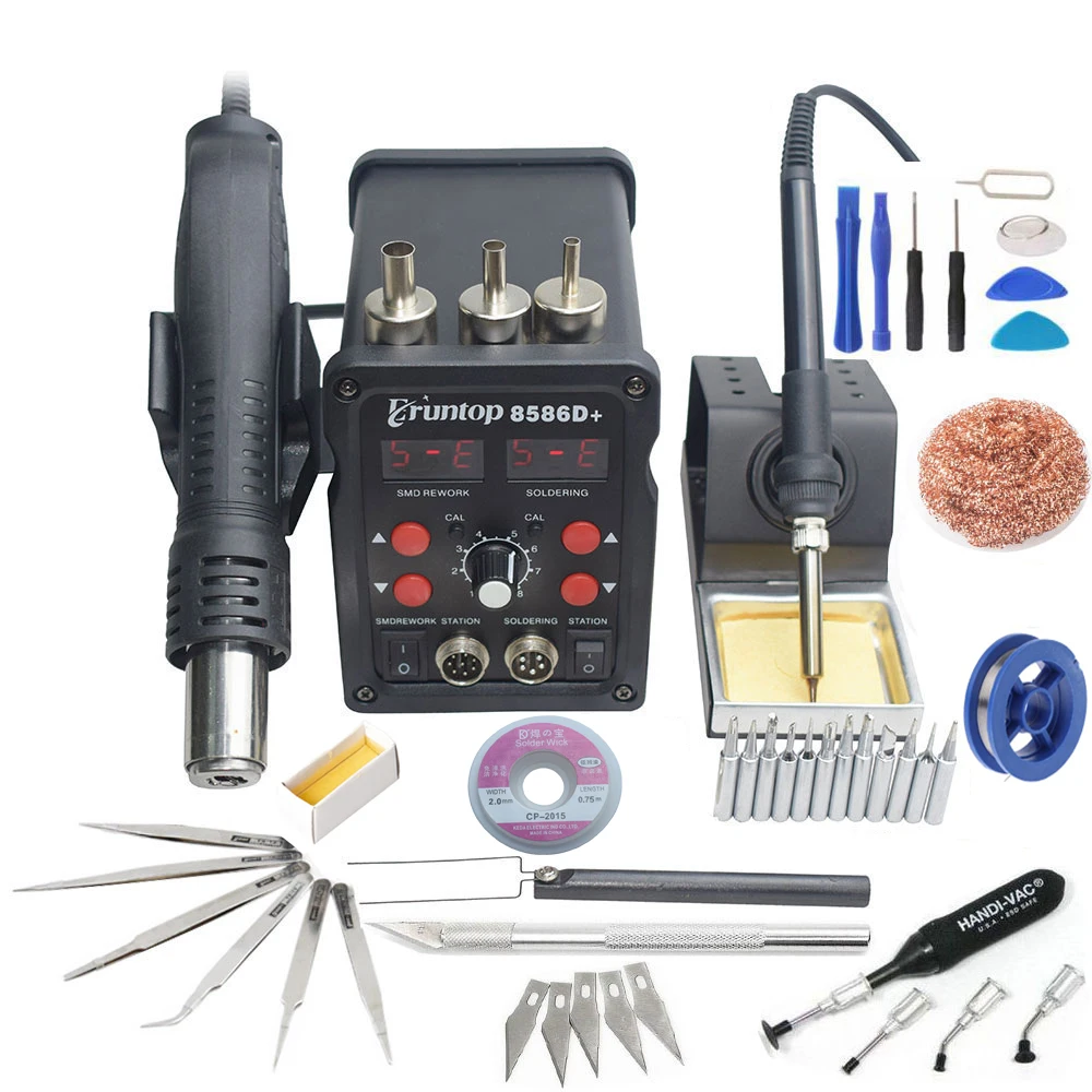 Eruntop 8586D+ 8786D Double Digital Display Electric Soldering Irons +Hot Air Gun Better SMD Rework Station Upgraded 8586 8786 
Eruntop 8586D+ 8786D Double Digital Display Electric Soldering Irons +Hot Air Gun Better SMD Rework Station Upgraded 8586 8786