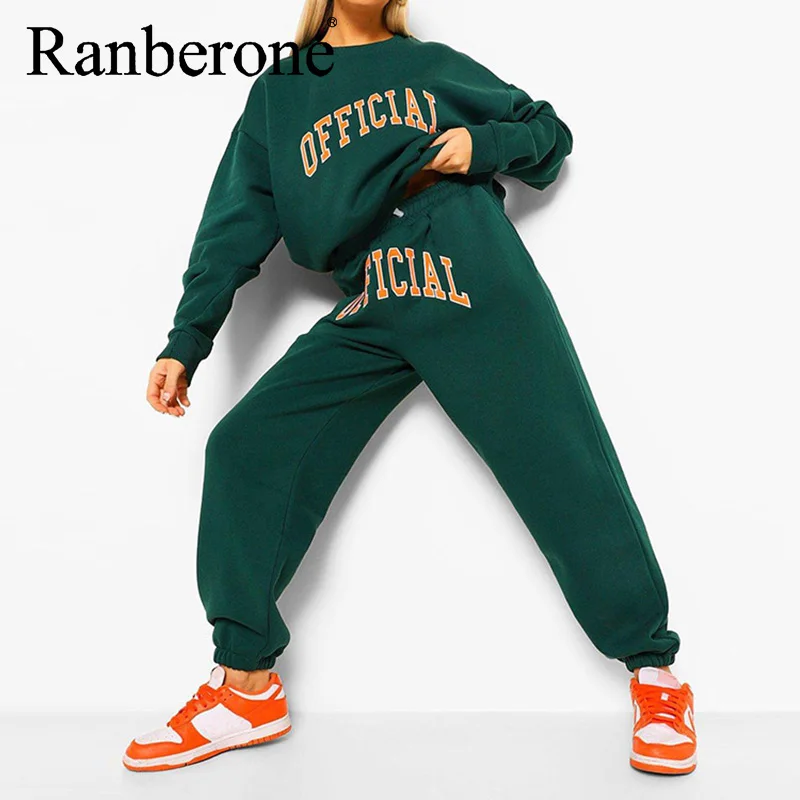 Ranberone Letter Printing Women's Sweater Round Neck Pullover Sweatpants Sports Casual Suit Women Sportswear Female Tracksuit
Ranberone Letter Printing Women's Sweater Round Neck Pullover Sweatpants Sports Casual Suit Women Sportswear Female Tracksuit