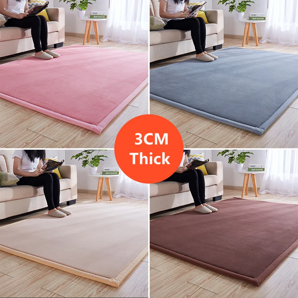 

Kids Room Crawling Carpets For Living Room Bedroom Area Rugs 3CM Thick Coral velvet Japanese tatami Floor Mat Child Play Carpet