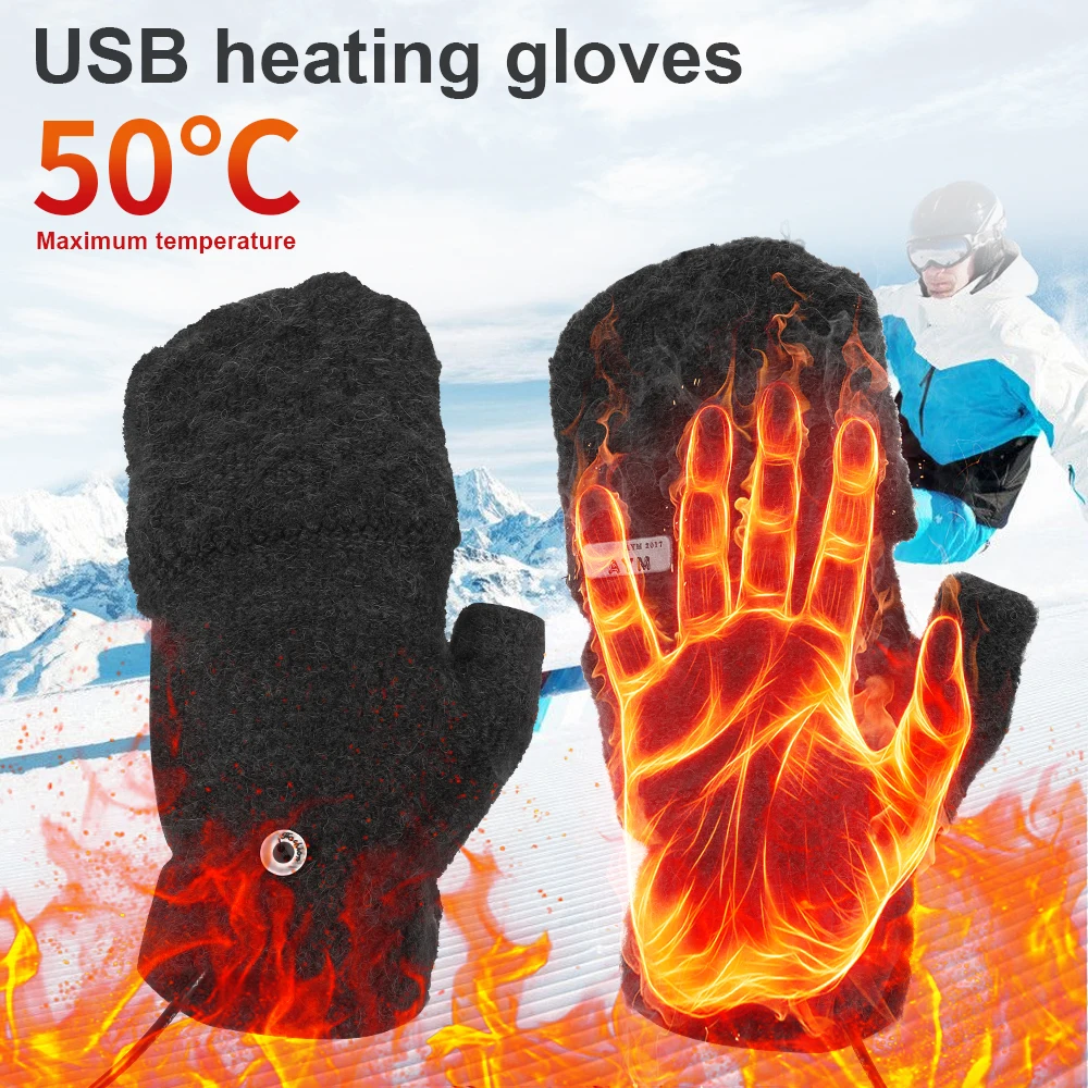 USB Heated Gloves Sports Winter Thermal Knitting Half-finger With Full-finger Cover Rechargeable For Outdoor Bike Cycling Indoor
USB Heated Gloves Sports Winter Thermal Knitting Half-finger With Full-finger Cover Rechargeable For Outdoor Bike Cycling Indoor