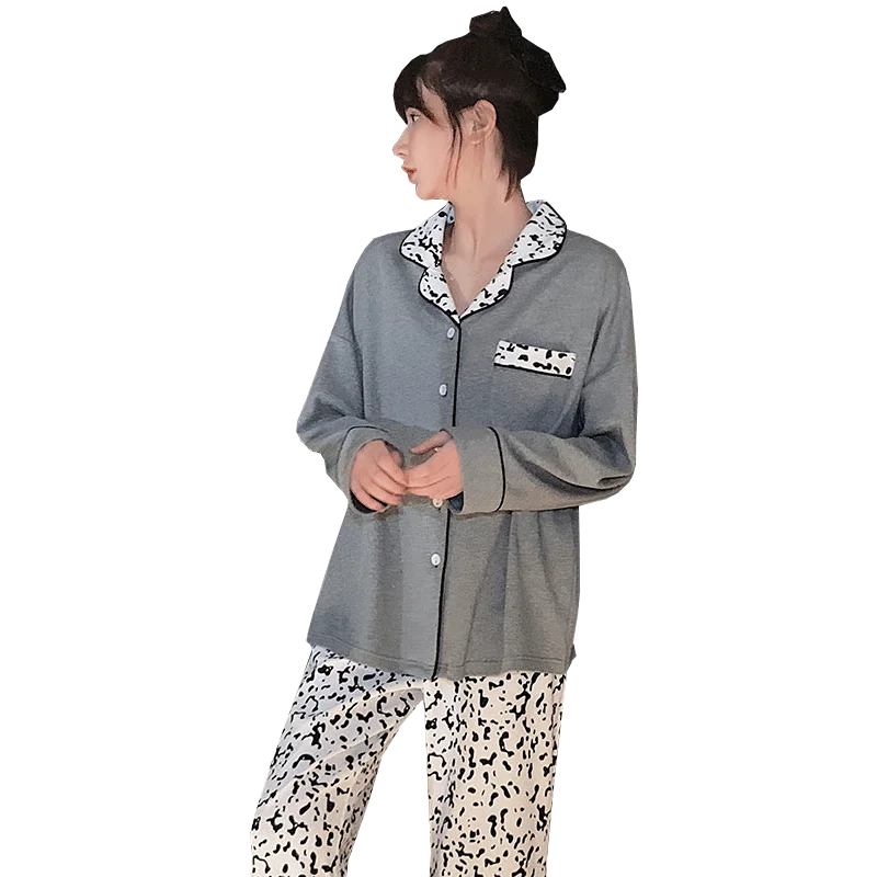 Women Pajama Sets Autumn Casual Fashion 100%Cotton Sleepwear Femme Mujer Pijamas Suit Loose Turn-down Collar Homewear Night Suit
Women Pajama Sets Autumn Casual Fashion 100%Cotton Sleepwear Femme Mujer Pijamas Suit Loose Turn-down Collar Homewear Night Suit