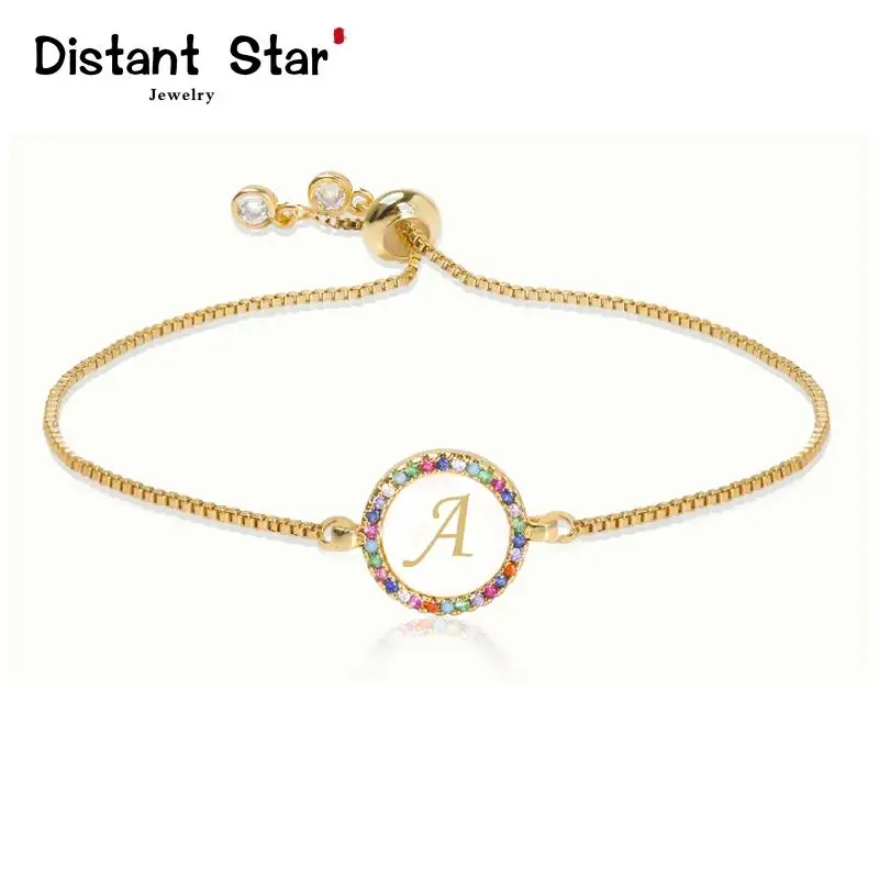 Adjustable Rainbow Zircon 26 Letter Bracelet for Women shell Cz initial Bracelet Femme Snake Chain Jewelry Christmas gifts
Adjustable Rainbow Zircon 26 Letter Bracelet for Women shell Cz initial Bracelet Femme Snake Chain Jewelry Christmas gifts
