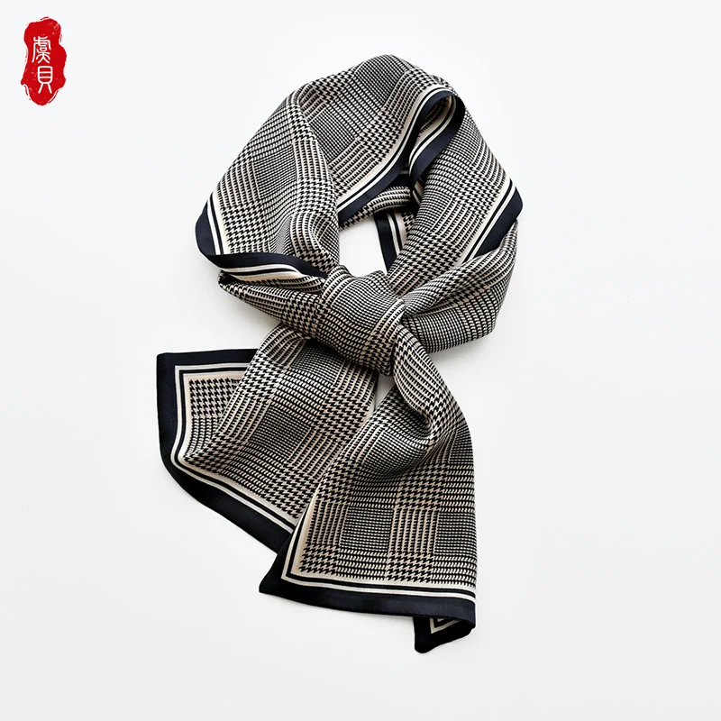 Coffee houndstooth women two-sided narrow silk scarves natural silk neckerchief headband long neck scarf hair band warp for lady
Coffee houndstooth women two-sided narrow silk scarves natural silk neckerchief headband long neck scarf hair band warp for lady